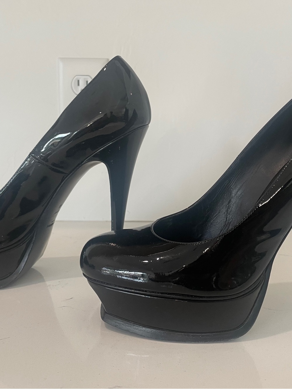 Classic Black Patent Platform Pumps for Women